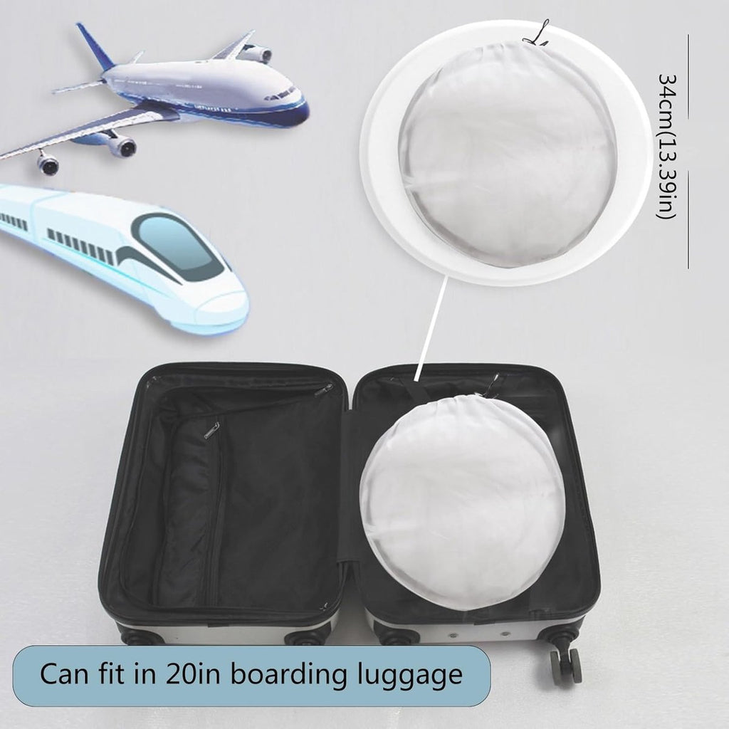 Mosquito net bed tent folded down into its carry circle