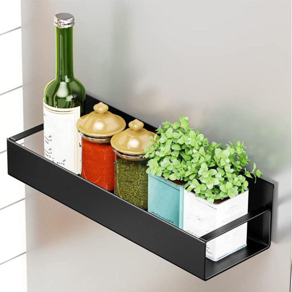 Back of the magnetic fridge spice rack showing the magnet strip
