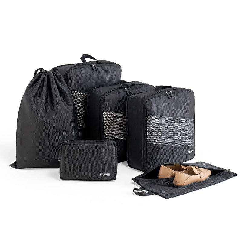 Jarrlot premium packing cube set with shoe bag and toiletry pouch in black