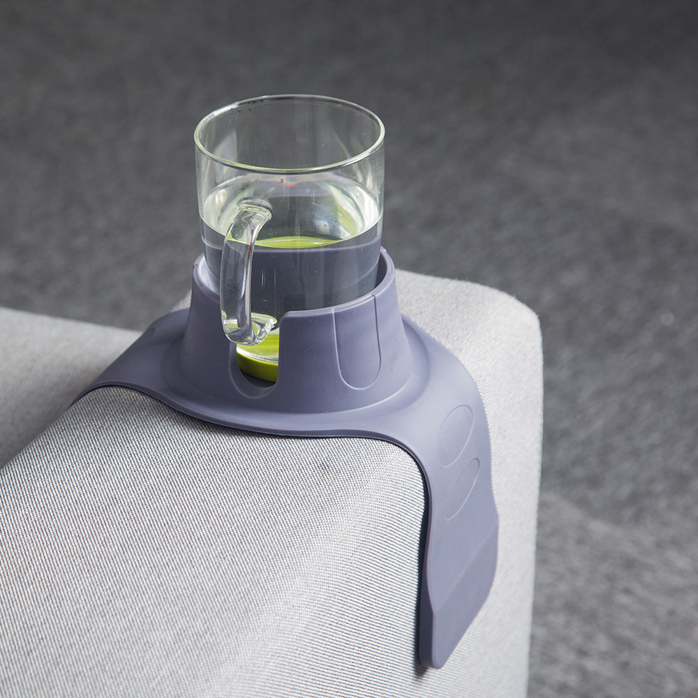 Moulded well in the silicone couch arm cup holder that seats the cup