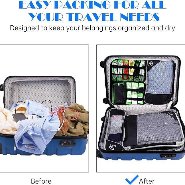 Waterproof packing cube with the compression zip closed
